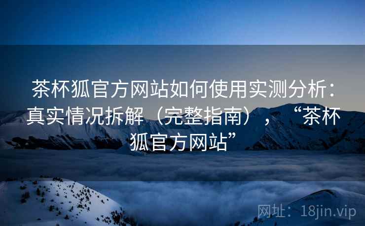 茶杯狐官方网站如何使用实测分析：真实情况拆解（完整指南），“茶杯狐官方网站”