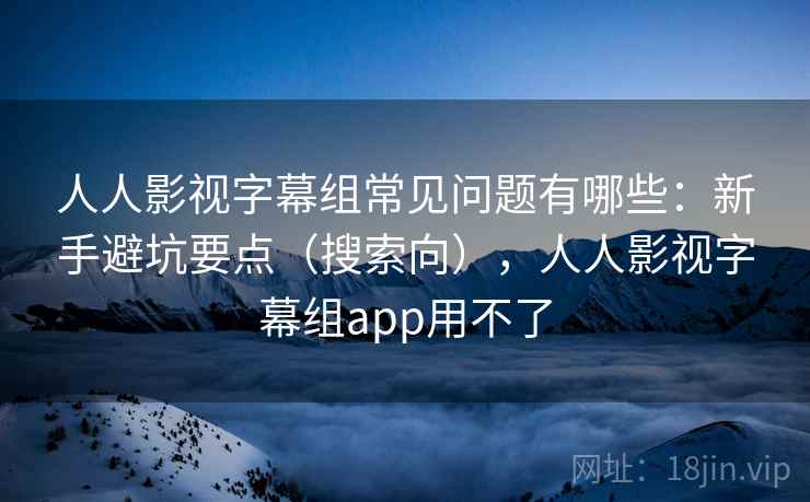 人人影视字幕组常见问题有哪些：新手避坑要点（搜索向），人人影视字幕组app用不了
